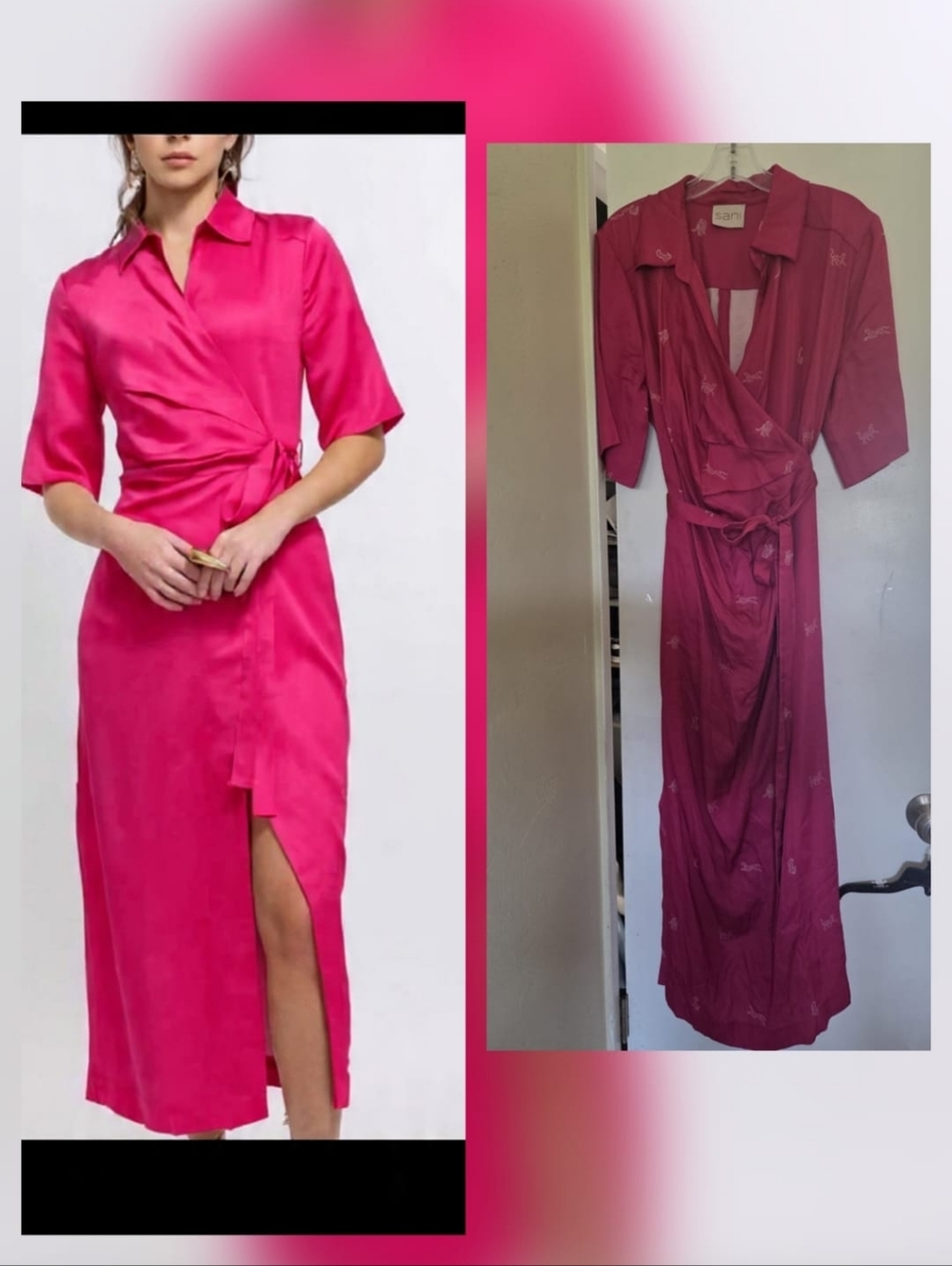 Sani Soya Wrap Dress with a front slit and  Leopard Print